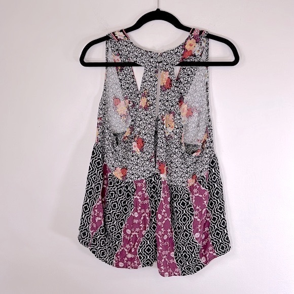 Free People Dream Darlin’ Black Purple Women’s Size M 100% Rayon Boho Tank Top - Picture 11 of 16